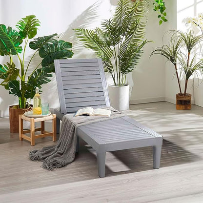 Nestl Sun Tanning Chair - Light Grey Chaise Lounge Chair Outdoor, Lightweight Pool Lounge Chairs, Adjustable 5-Position Reclining Lawn Chair, Waterproof Beach Outdoor Lounge Chairs