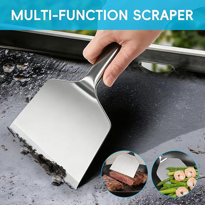 XUDAKAIXIN Griddle Cleaning Kit for Blackstone, Stainless Steel Flat Top Grill Cleaning Kit with Grill Stone, Griddle Brush &Griddle Scraper,Powerful Stain Remover
