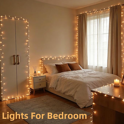 Christmas Tree String Lights Green Wire 75FT 300 LED Warm White | Dimmable, 12 Light Styles, Memory Timer, Waterproof, 29V Safe Low Voltage, Diamond-Faceted LED, Energy Efficiency