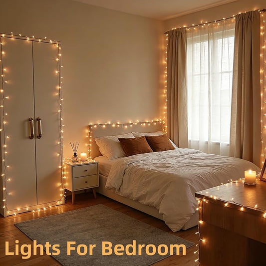 Christmas Tree String Lights Green Wire 75FT 300 LED Warm White | Dimmable, 12 Light Styles, Memory Timer, Waterproof, 29V Safe Low Voltage, Diamond-Faceted LED, Energy Efficiency