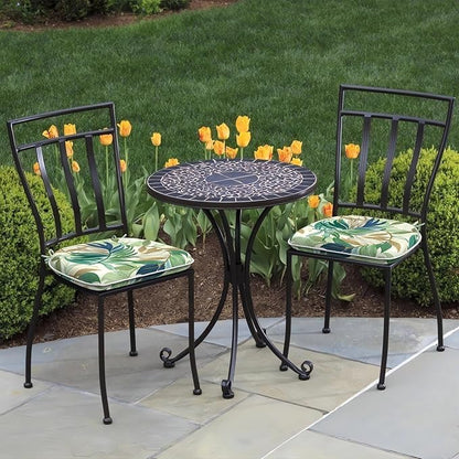 DYTXIII Set of 2 Outdoor Chair Cushions with Ties,Water Repellent Patio Chair Pads 17"x 16" for Outdoor Furniture,Round Corner Seat Cushions for Garden Yard Kitchen Lush Leaf Green