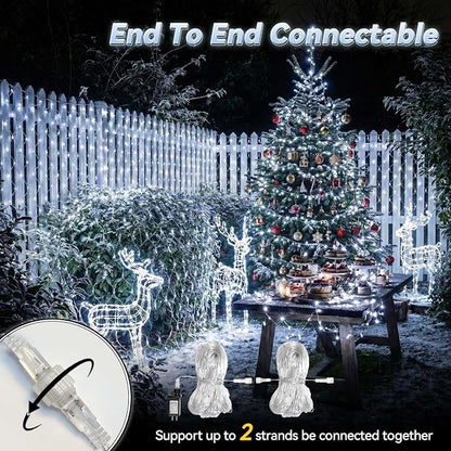 LitHome 13 x 13FT Christmas Net Lights Outdoor Mesh Lights Connectable | 8 Modes 400 LED Christmas Net Lights with Timer, Waterproof Cool White Mesh Light Plug in for Bushes Garden Backyard Decor