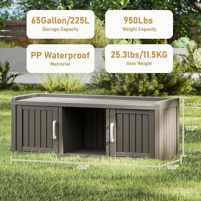 Outdoor Shoe Bench with Waterproof UV-Resistant Indoor Resin Shoe Cabinet Entryway Shoe Cabinet with 2 Doors or Entryway,Living Room,Bedroom,Gray (2 Door)
