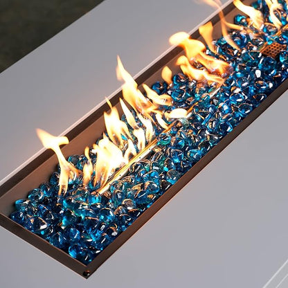 Onlyfire 10 lbs Fire Glass Diamonds 1 Inch, Reflective Fire Pit Glass Rocks for Propane & Natural Gas Fireplace, High Luster Multi-Faceted Stones, Caribbean Blue (Multicolor & Blends Available)