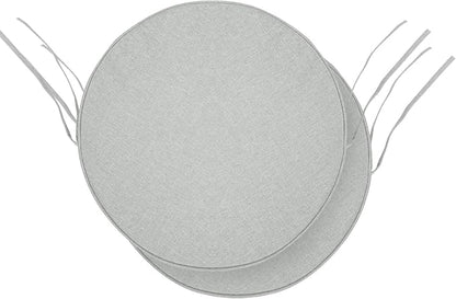 Outdoor Round Chair Cushions 15 Inch, Set of 2, Light Grey | Fade-Resistant, Water-Resistant, Bistro Chair Seat Pads for Porch Garden Balcony Patio Furniture Stools, Non-Slip Bottom