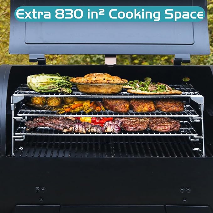Jerky Racks for Traeger Smoker Pro 575 22 34 780 Grilling Cooling Warming Rack for Pit Boss 21" Depth Barrel Pellet Grill Pitboss 820 850 Austin XL Parts 3 Tiered Seasoning Smoking BBQ Accessories