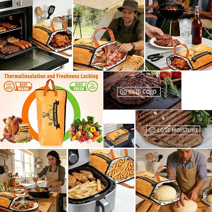 BBQ Blanket for Resting Meat-Air Fryer/Dough/Kitchen/Smoker Accessories Party Picnic Camping-Insulated Bag for Brisket/Pork Shoulder/Turkey-Anniversary Birthday Gift for Men (21in)