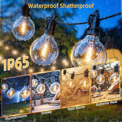 ZJOJO 100ft Solar String Lights Outdoor Waterproof Patio Lights with Remote | Dimmable&Timable,USB-C,G40 Shatterproof Bulbs,31 LED Solar Powered Hanging Lights for Outside Garden Backyard Camping RV Pool