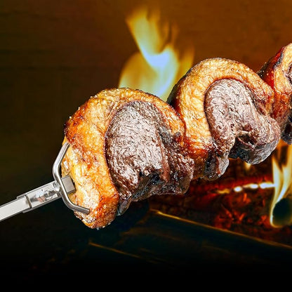 Onlyfire 6104 Chromed Heavy Duty BBQ Rotisserie Meat Fork (1 Pair), Only Fits 5/16" Square Rotisserie Spit Rods