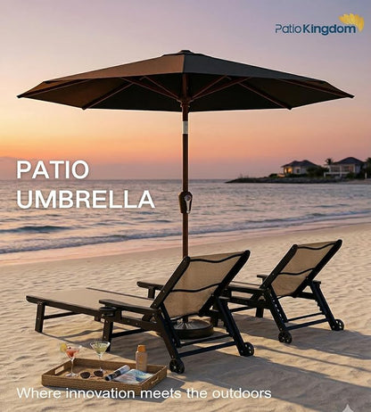 PatioKingdom 10FT Patio Umbrella with Push Button Tilt and Crank, Outdoor Market Umbrella with 8 Fiberglass Ribs, UV Protection Table Umbrella for Pool,Backyard,Garden,Deck