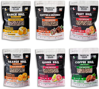 Wood Pellets | Perfect for BBQ, Smoking, Grilling, Bake, Roast, Braise | Premium 100% All-Natural | Pack of 6 | 1 lb. Bag