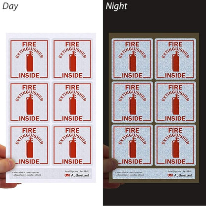 SmartSign Fire Extinguisher Inside Stickers | 2.75" x 2.75" Engineer Grade Reflective Labels, Pack of 6, Made in USA