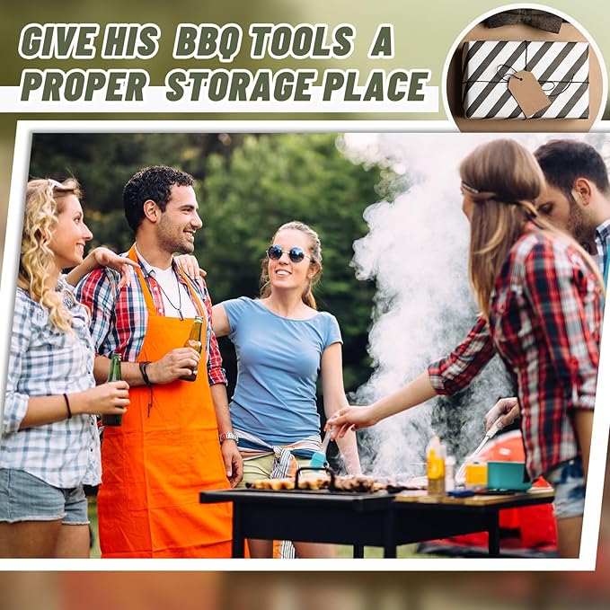 24" Grill Tool Storage Bag, Heavy Duty Waterproof BBQ Tools Bag, 24" x 8" x 8", Large Grill Utensil Storage Caddy with Pockets, BBQ Accessories for Outdoor Barbecue, Camping, Hiking(Green)