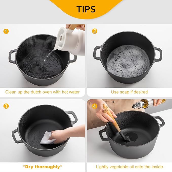 Velaze Cast Iron Dutch Oven with Skillet Lid, 2-in-1 Pre-Seasoned, 5QT | Dual Handles,for Bread Baking,Frying,Camping,Home Cooking Use,Non Stick Finish,Oven,Grill,Includes Tripod,Lid as Cooking Pan