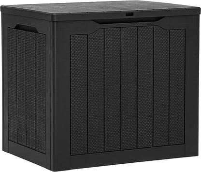 YITAHOME 30 Gallon Outdoor Storage Box, Small Water Resistant Resin Deck Box, Indoor Outdoor Lockable Rattan Storage Container for Patio, Garden, Cushions, Tools, Equipment (Black)