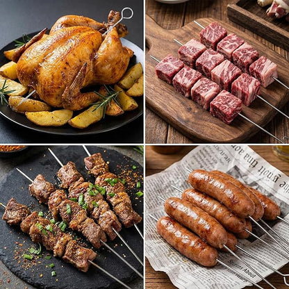 20 Pcs Metal Grill Skewers, 8 Inch Stainless Steel Kabob Skewers for Grilling, Reusable Kebab Skewer Metal BBQ Skewer for Kabobs Barbeque Chicken Fruit Vegetable Camping