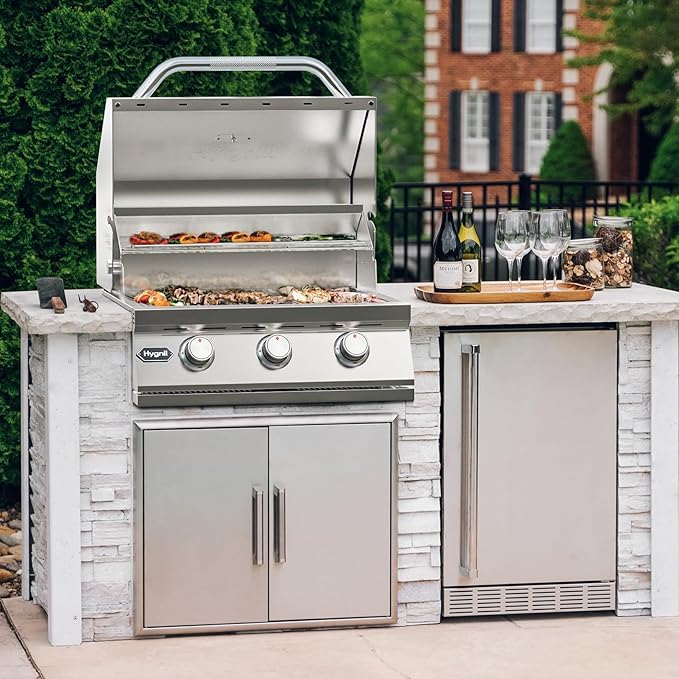 Hygrill STD Series Heavy Duty 3-Burner Built In Grill, Stainless Steel Grill Head for Outdoor Kitchen, Natural Gas