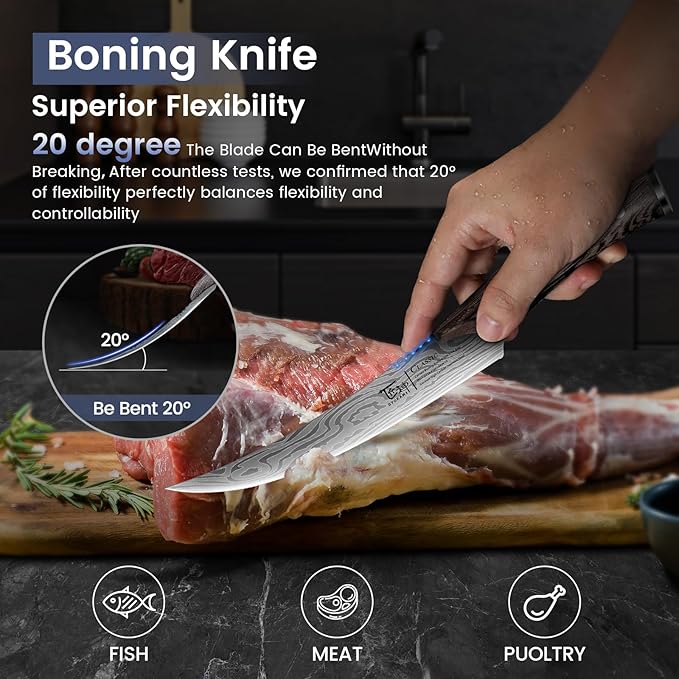SYOKAMI Butcher Knife Set, 3 PCS Kitchen Knives Set for Cutting, Meat Cleaver Chef Knife Set, Japanese Style High Carbon Steel Knives Set, Chopping & Slicing & Boning for Home and BBQ, Ideal for Gift