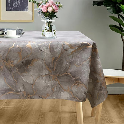 AIRCOWRIE Waterproof Vinyl Tablecloths, Heavy Duty Oil Spill Proof Plastic Table Cloth with Soft-Touch Finish, Wipe Clean PVC Table Cover for Indoor and Outdoor Use (Brown Floral, 54”×78”, Rectangle)
