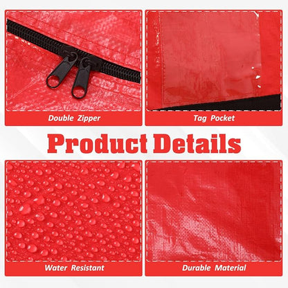 4 Pcs 176 Gallon Extra Large Moving Bags Heavy Duty Storage Bag with Strong Zipper Handle Foldable XXL Jumbo Storage Tote Packing Moving Box for College Dorm Travel Cloth Duffle (Red)
