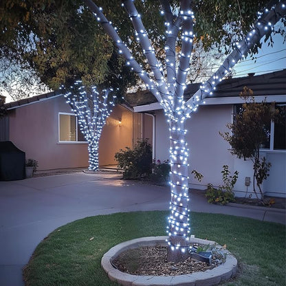 JMEXSUSS 200 LED White Christmas Lights Outdoor, 66ft String Lights Plug in | Connectable, 8 Modes, Waterproof, Indoor Outdoor Use, Green Wire Christmas Lights for Tree Wedding Party Bedroom Xmas Decor