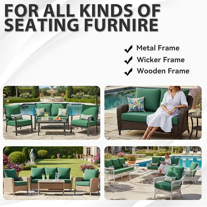 Deep Seat Patio Cushions Set 24 x 24 Inch,Olefin Fabric Outdoor Seat Cushion,Patio Furniture Cushions with Removable Cover,Rain-Proof and Fade Resistant Deep Seat Bottom & Back Cushion,1set