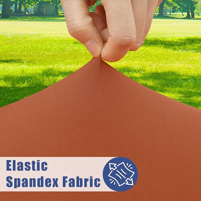 Moosfor 2 Pack Rectangle Spandex Fitted Table Cloth, 8FT Elastic Tablecloth | Washable Picnic Table Cover, Stretch Waterproof Table cloths for Party, Patio, Dining, Kitchen, 30" x 96", Terracotta