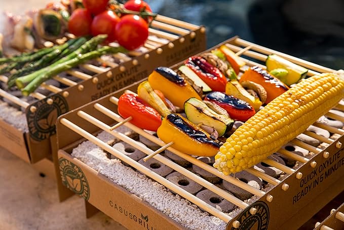 CasusGrill Single Use Biodegradable Mini Grill: Portable & Disposable Grill, Great for Outdoor Charcoal BBQ & Camping, All Natural Materials, Easy Set Up - No Lighter Fluid Needed
