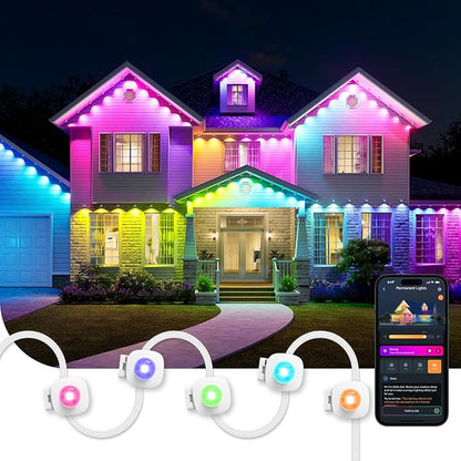 Linkind Permanent Outdoor Lights HP5,Smart AI RGBTW 150ft Christmas Lights, 85 Scenes Modes for Daily Holiday Christmas Decorations,IP67 Waterproof, Compatible with Alexa,Google Assistant