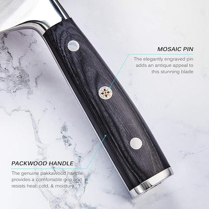 KYOKU Samurai Series - 7" Cleaver Knife - Full Tang - Japanese Style High Carbon Steel Kitchen Knives - Pakkawood Handle with Mosaic Pin - with Sheath & Case