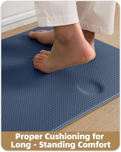 Color&Geometry Anti Fatigue Cushion Kitchen Mat for Floor -24"x59",Wide,Easy Clean, Water & Oil Proof, Anti Slip, Foam Rubber Runner Rug for Front Sink Comfort Standing,Blue