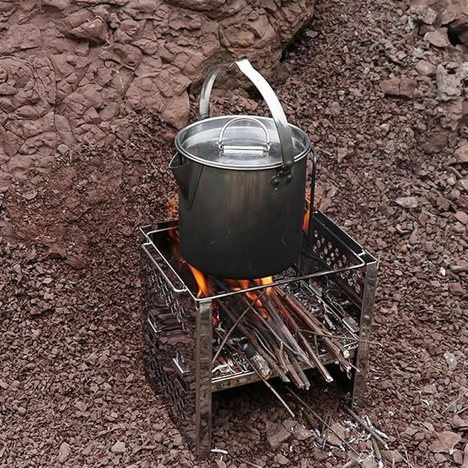 Charcoal Grill Portable Folding Outdoor Wood Burning Stainless Steel Stove Picnic BBQ Grill Kebab Barbeque Cover Accessories Charcoal Grill BBQ Grill