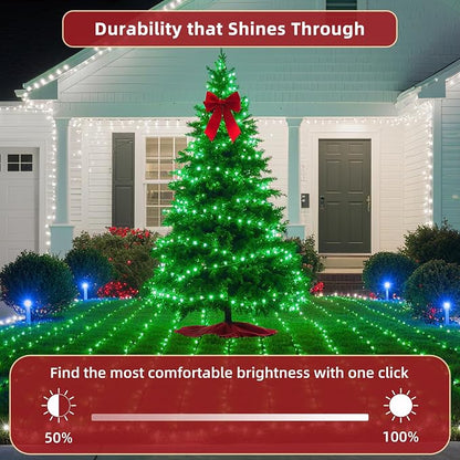 300LED 75FT Christmas Lights Indoor, LED Christmas Tree Decoration Lights with 12 Modes & Timer Memory, Dimmable Plug in Waterproof LED Xmas Light for Yard Trees Wedding Party Holiday Green