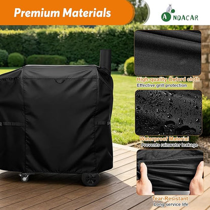 Charcoal Grills Cover for Z Grills 7002C2E Pellet Grill, Waterproof Outdoor Grill Cover BBQ Grill Cover Barbeque Grill Cover (Cover Only) - 48" L×26" W×48" H, Black