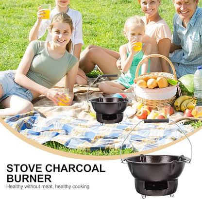 Portable Charcoal Grill Cast Iron: Tabletop Charcoal BBQ Portable Grill Stove Barbecue Burner 1 Set Coffee