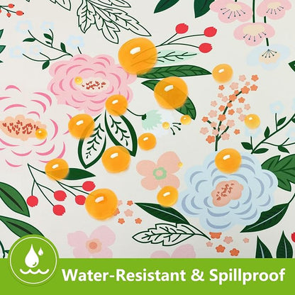 Smiry Spandex Fitted Tablecloth for 8 Foot Rectangle Tables, Washable Picnic Table Cover with Elastic, Stretch Reusable Table Cloth for Outdoor, Camping, Dining & Kitchen (Beige Flower, 30"x96")