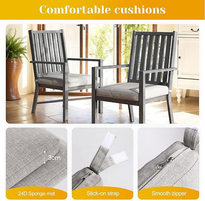 FansaFurn Patio Dining Chair Set of 4, Aluminum Outdoor Dining Chairs with Waterproof Cushions, Metal Outdoor Patio Furniture Seating for Porch, Balcony, Deck, Backyard, Grey
