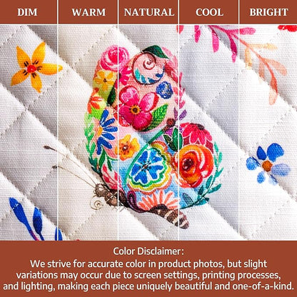 Maison d' Hermine Pot Holders 100% Cotton Heat Resistant Potholders 8" x 8" Hot Pads with Loop Baking Hotel Farmhouse Kitchen Handling Hot Pans Spring Summer (Pack of 1, Happy Florals - High Summer)