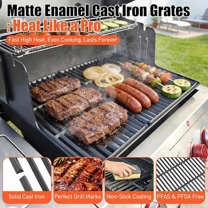 Grill Grates for Weber Genesis II/LX 300 and New 2022 Genesis 300 Series Grills, Genesis II E&S 310 315 320 325 340 335, 18.75" Grill Parts for Weber Genesis 2, Weber 66095 66802,66805, Cast Iron