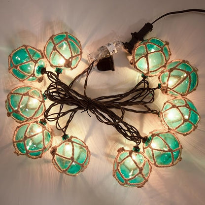 Decorative String Lights Plug in with 10 Incandescent Bulbs, Nautical Fishing Float String Lights Connectable Weatherproof for Indoor Home Tiki Bar Decor and Outdoor Patio Decorations (Aqua Blue)