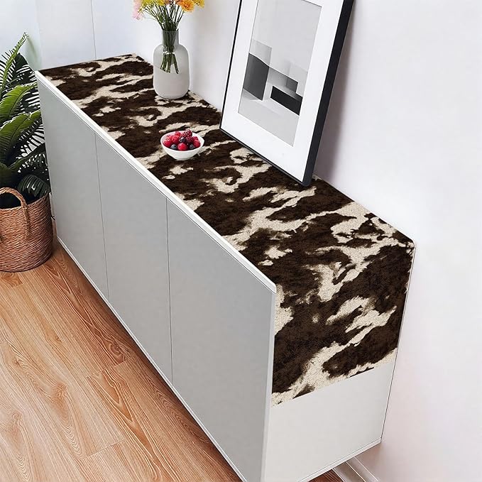 Cow Print Table Runner,Dining Decor for Kitchen Coffee Table Family Dinners Holiday Parties Wedding Events Decor(13x72 inch)