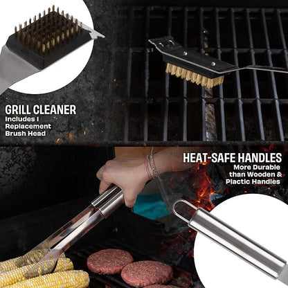 16-Piece BBQ Grill Accessories Set - Barbecue Tool Kit with Aluminum Case for Home Grilling - Great Gift for Birthday or Father’s Day by Home-Complete