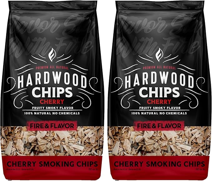 Fire & Flavor Premium All Natural Hardwood Smoking Chips, 2-Pack, 2 Pounds, Cherry