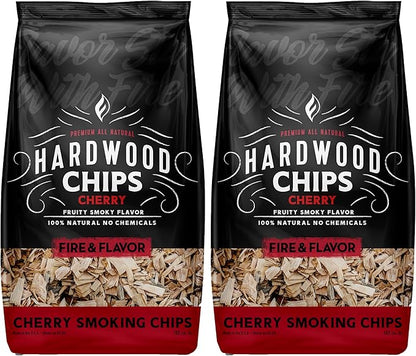 Fire & Flavor Premium All Natural Hardwood Smoking Chips, 2-Pack, 2 Pounds, Cherry