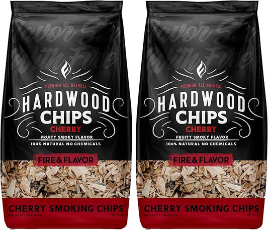 Fire & Flavor Premium All Natural Hardwood Smoking Chips, 2-Pack, 2 Pounds, Cherry