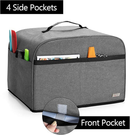 Luxja Dust Cover Compatible with Ninja Foodi Smart XL Grill (FG551), Cover with Accessories Storage Pockets, Gray