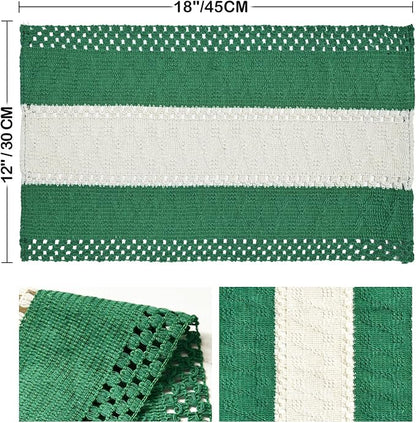Artoid Mode Dark Green Farmhouse Rustic Placemats Set of 6,12x18 Inch Seasonal Hollow Table Mats Party Kitchen Dining Decoration