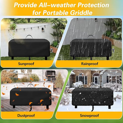 EVRBUL Portable Griddle Cover Fit for Blackstone and Pit Boss 2 Burner Tabletop Griddle, 600D PVC Coating Tabletop Grill Cover Fit for Royal Gourmet 3 Burners Flat Top Gas Grill, 29.5" x 25" x 13"