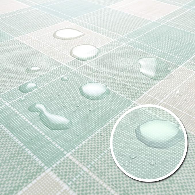 AIRCOWRIE Waterproof Vinyl Tablecloths, Heavy Duty Oil Proof Spill Proof Plastic Table Cloth, Wipe Clean PVC Table Cover for Spring Indoor and Outdoor Use(Green Checkered, 54”×108”, Rectangle)