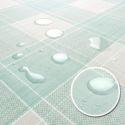 AIRCOWRIE Waterproof Vinyl Tablecloths, Heavy Duty Oil Proof Spill Proof Plastic Table Cloth, Wipe Clean PVC Table Cover for Spring Indoor and Outdoor Use (Green Checkered, 54”×78”, Rectangle)
